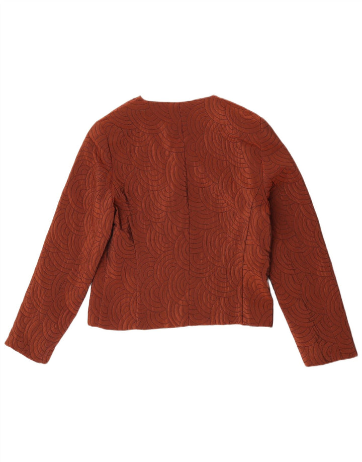 vintage Femme 3 Bouton Blazer Veste UK 14 Acétate Géométrique Brun Moyen