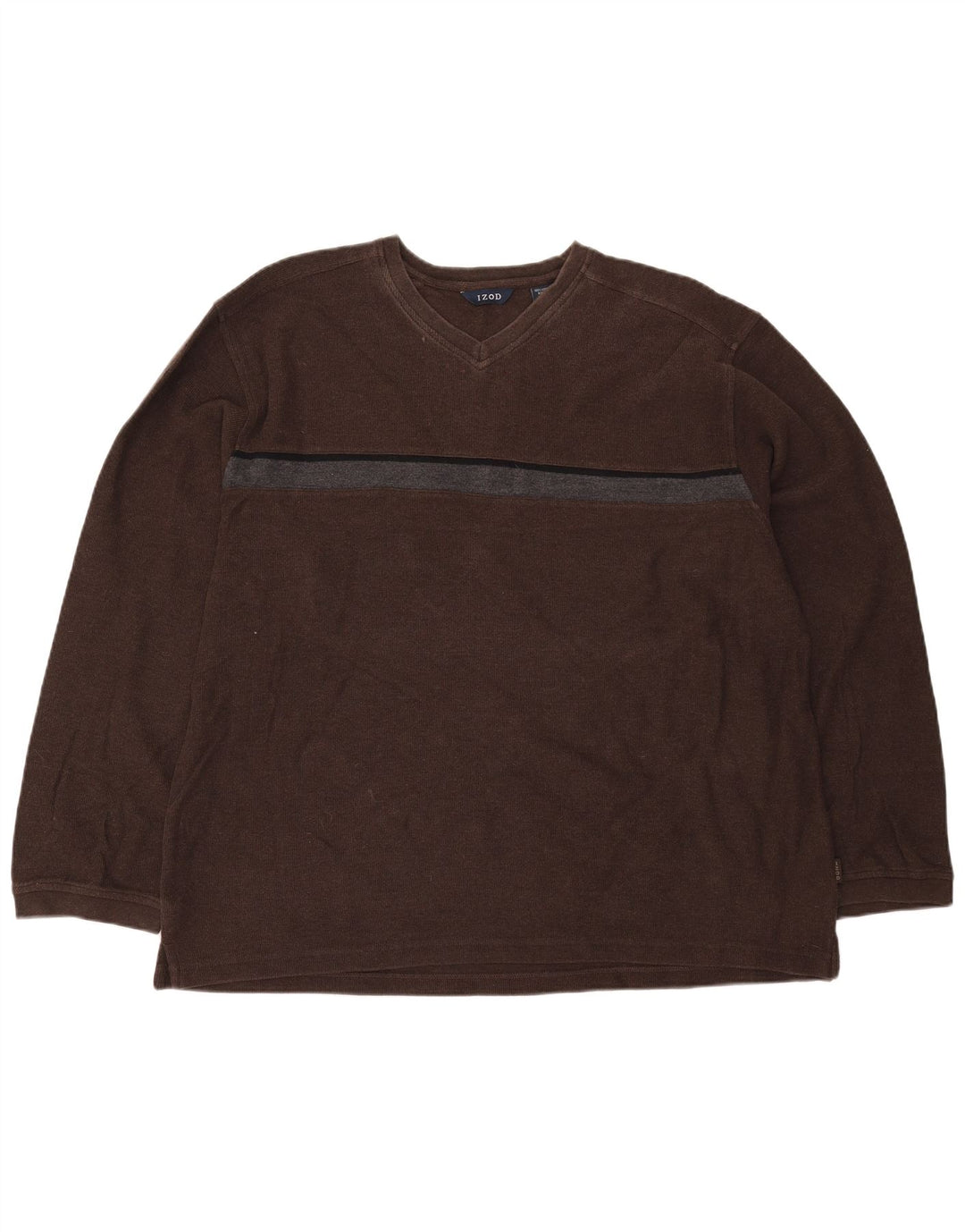 IZOD Haut Homme Manches Longues 2XL Marron Colorblock Coton