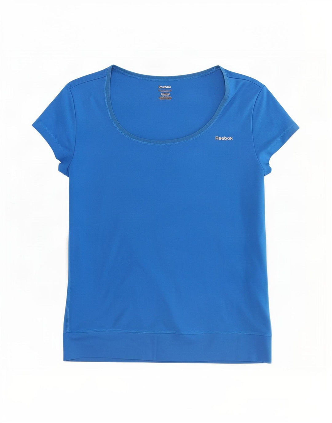 Reebok T-Shirt Femme Top UK 8/10 Petit Bleu Polyester