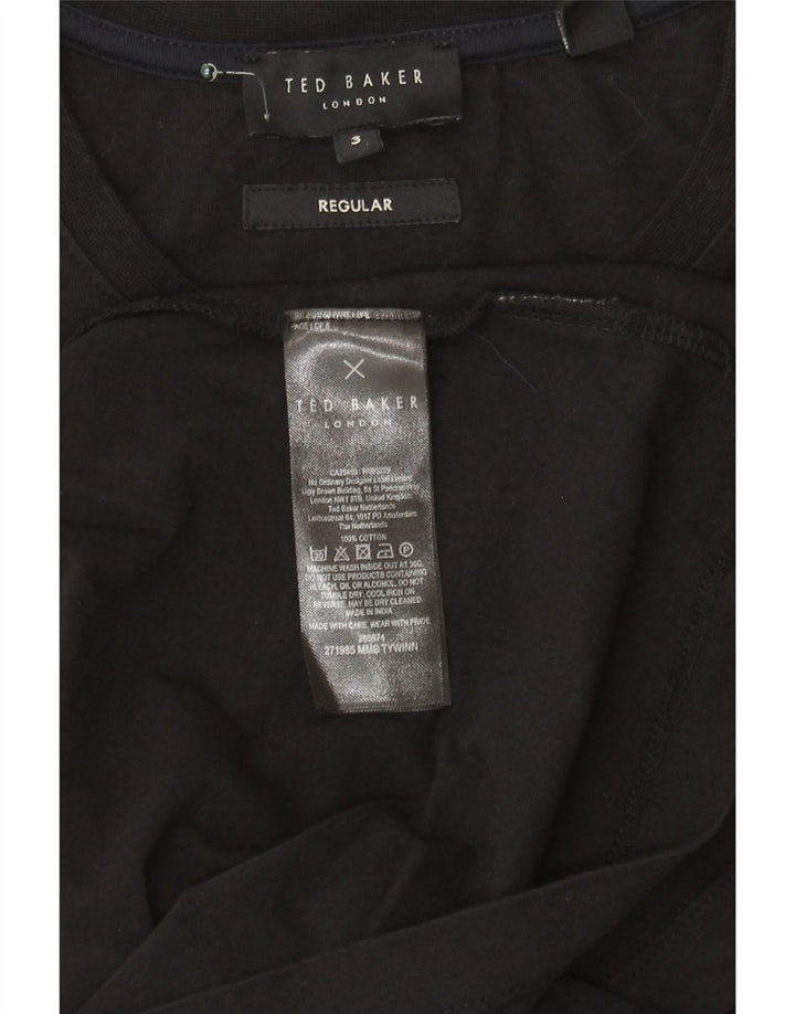 Ted Baker T-shirt régulier pour hommes, taille 3, coton noir moyen