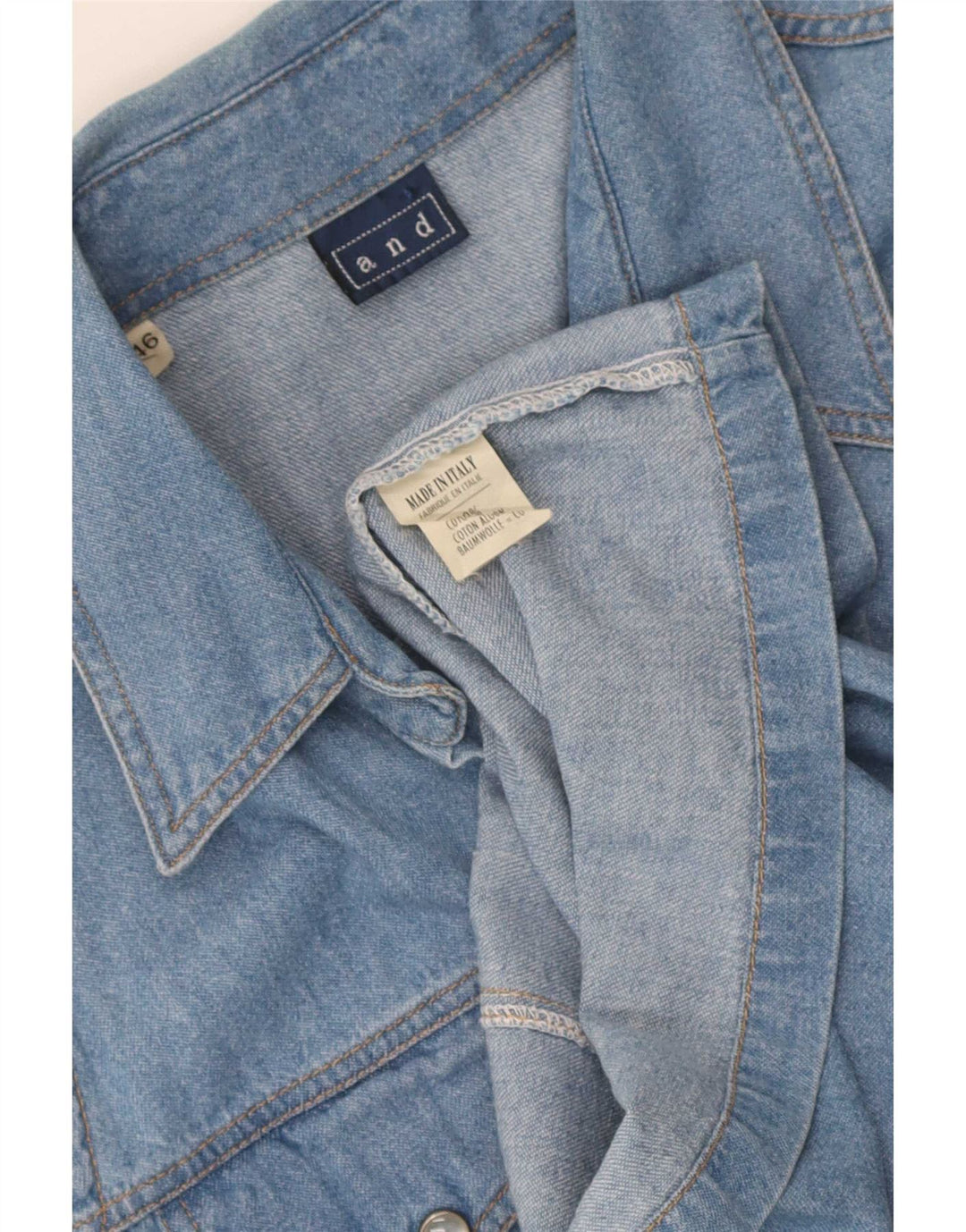 Et Chemise En Jean Sans Manches IT 46 Large Bleu Coton Femme