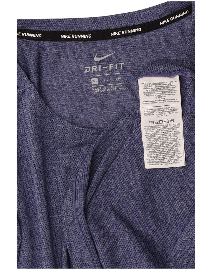 Nike Hommes Dri Fit T-Shirt Haut 2XL Bleu Marine Polyester