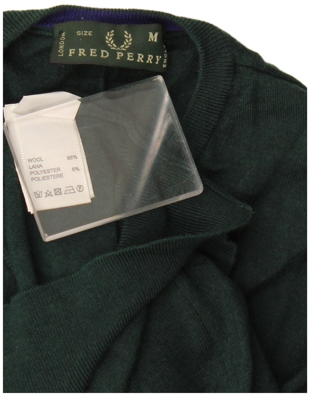 Fred Perry Pull Col V Homme Vert Moyen Laine