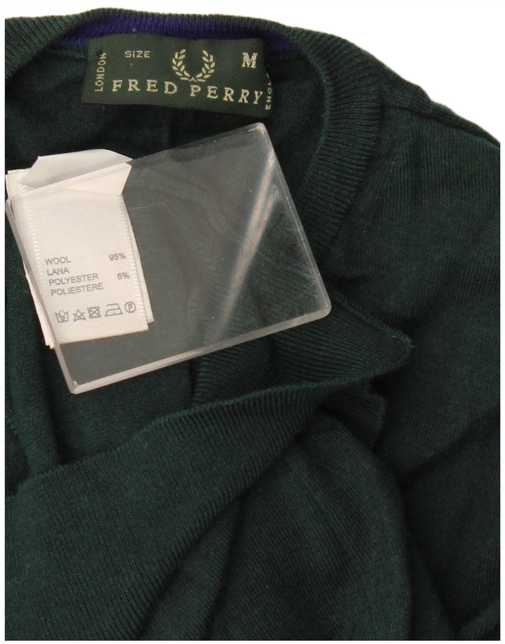 Fred Perry Pull Col V Homme Vert Moyen Laine