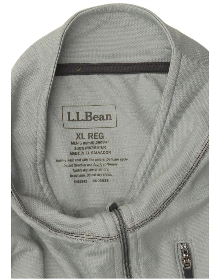 L.L.Bean Pull à col zippé pour homme - Haut de survêtement XL Gris Colorblock Polyester