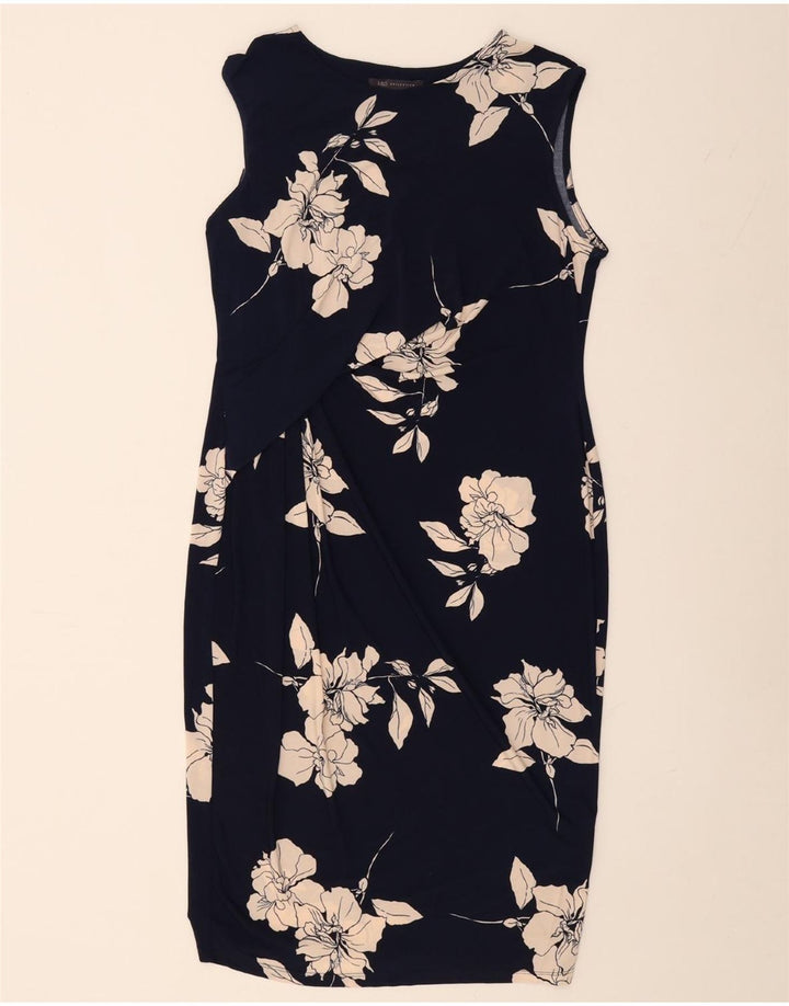 MARKS & SPENCER Womens Sheath Dress UK 14 Medium  Navy Blue Floral