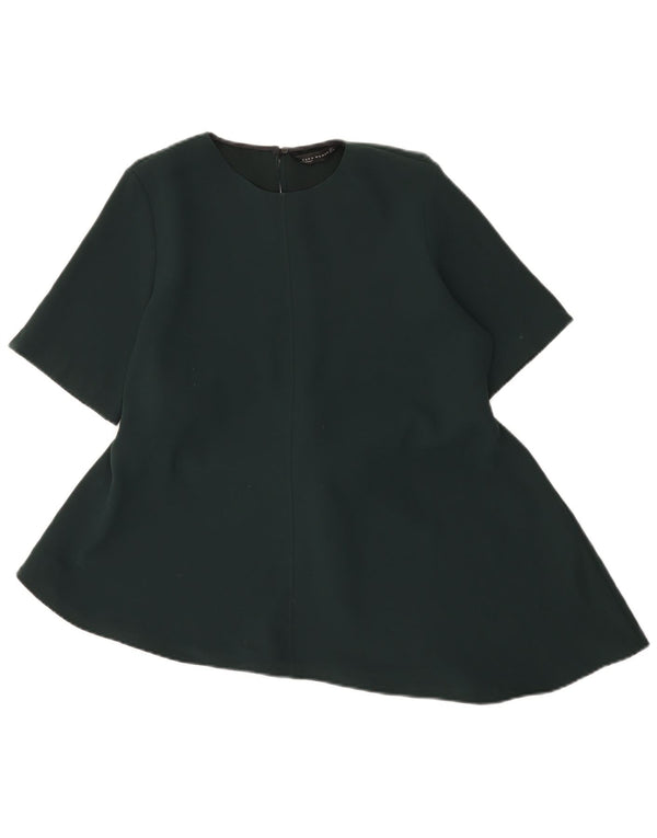 Zara Femme Chemisier Asymétrique Top UK 16 Large Vert Polyester