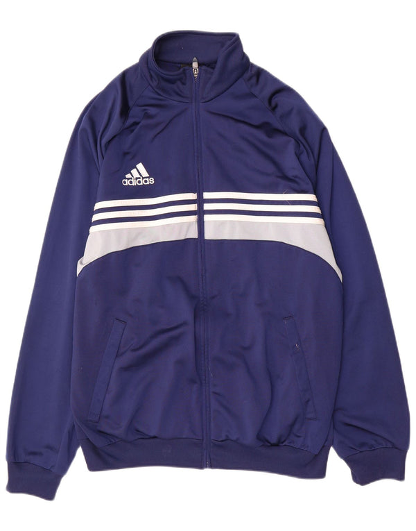 Adidas Mens Tracksuit Top Jacket UK 42/44 Large Navy Blue Polyester