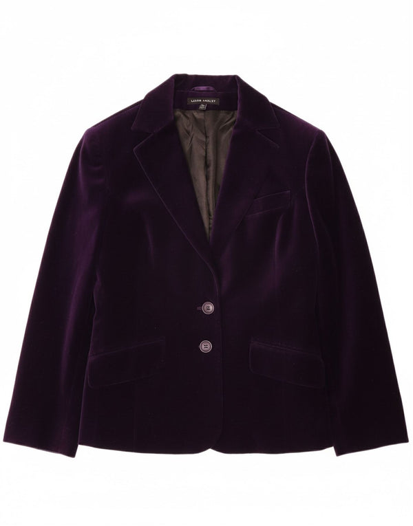 LAURA ASHLEY Veste blazer en velours à 2 boutons pour femme UK 14 Large Violet