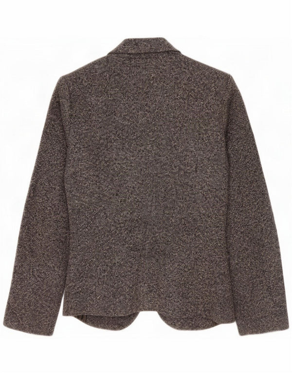 Luisa Spagnoli Veste blazer 1 bouton pour femme IT 46 Large laine mouchetée gris