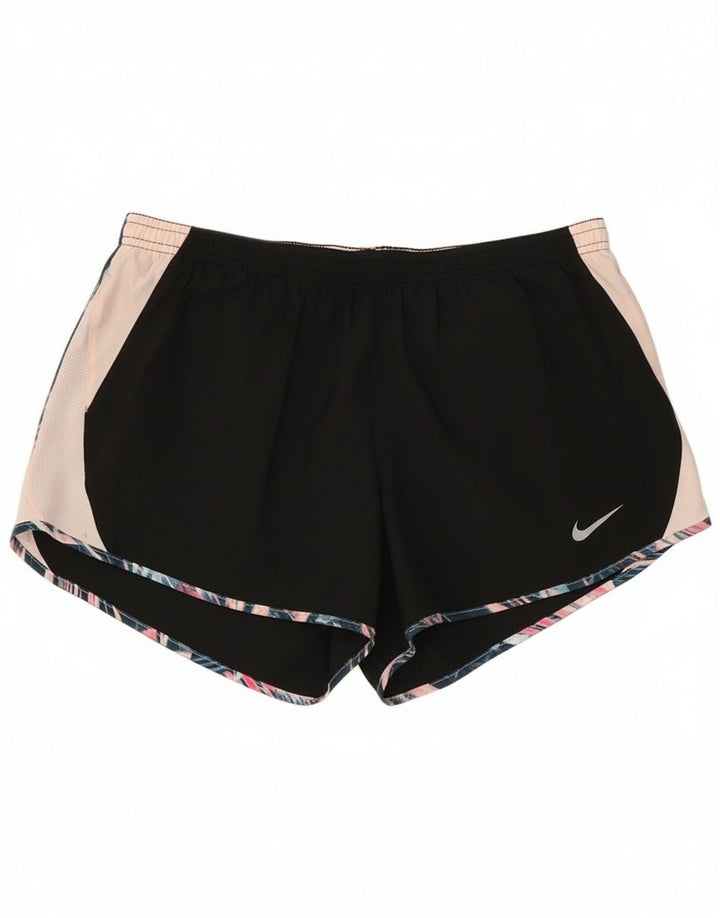 Nike Short de sport Dri Fit pour femme UK 14 Large Noir Colorblock Polyester