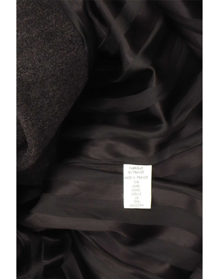 vintage Womens Overcoat UK 10 Petite laine grise