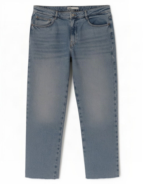 Zara Womens Straight Jeans EU 42 Large W32 L28 Blue Cotton