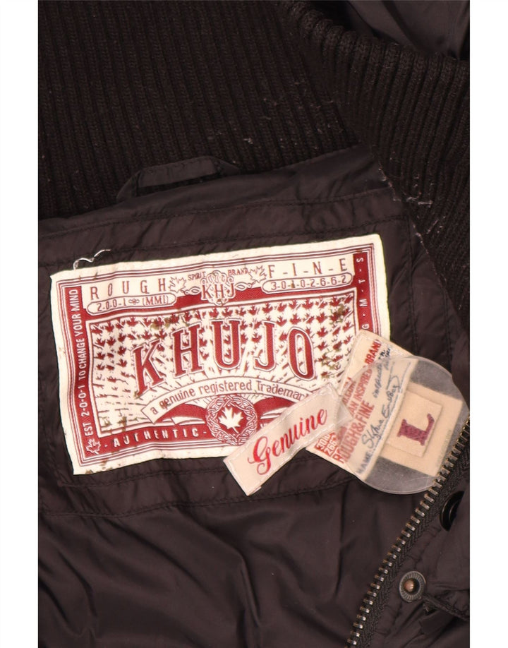 KHUJO Veste matelassée à capuche pour femme UK 16 Large Noir Nylon