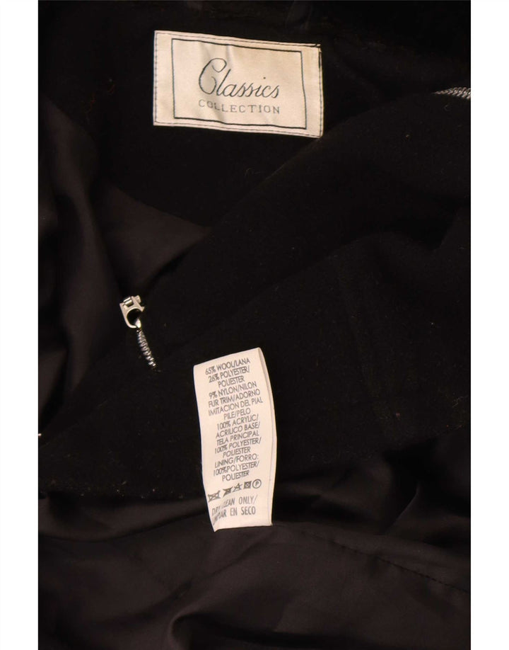 St. Bernard Manteau zippé pour femme UK 10 Petite laine noire
