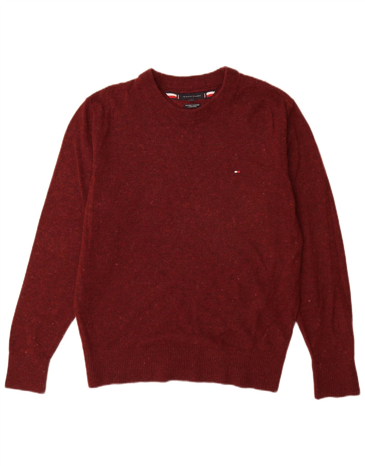 Tommy Hilfiger Pull à col rond pour homme en laine bordeaux Taille L