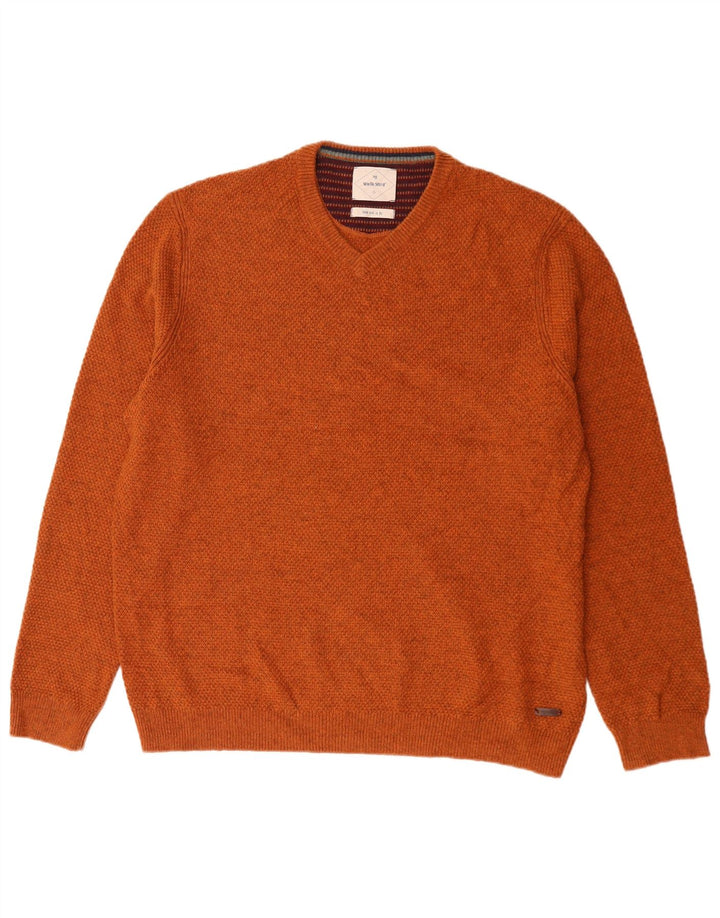 Pull White Stuff Homme Col V XL Orange Laine