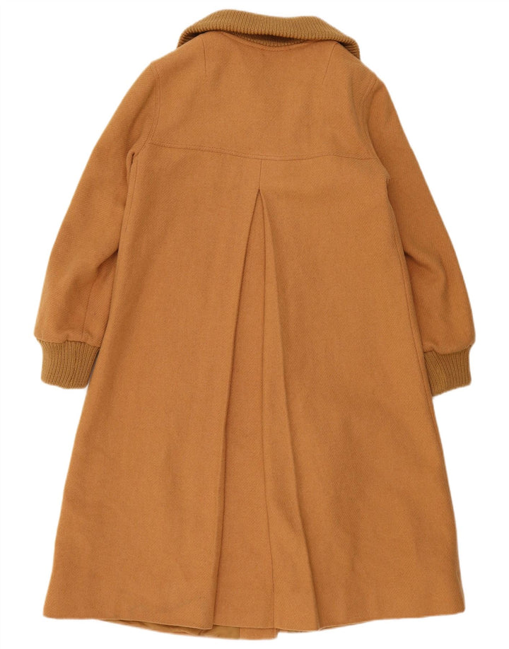 vintage Femme Pardessus UK 14 Laine Beige Moyenne