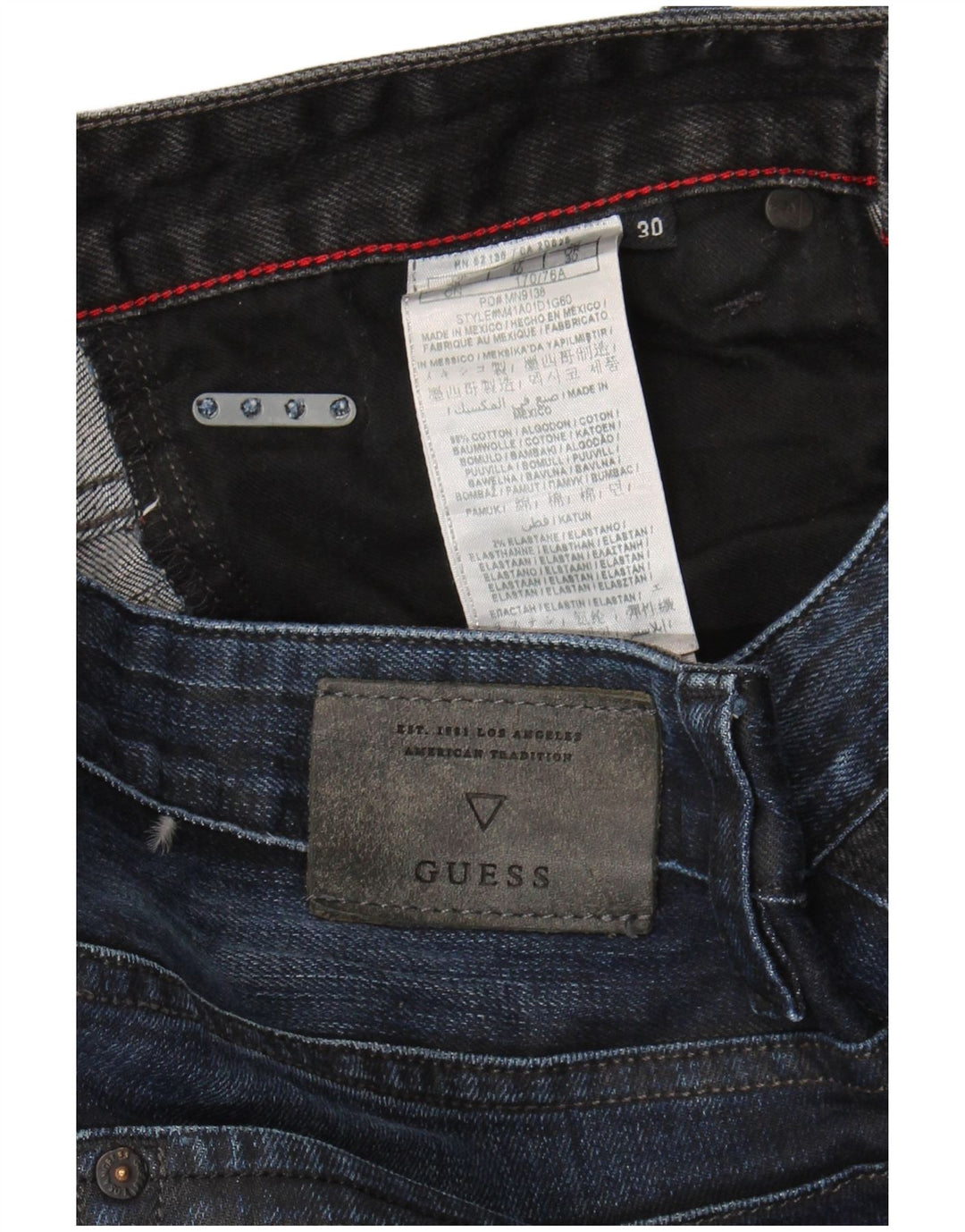 Guess Jean droit homme W30 L32 bleu marine coton