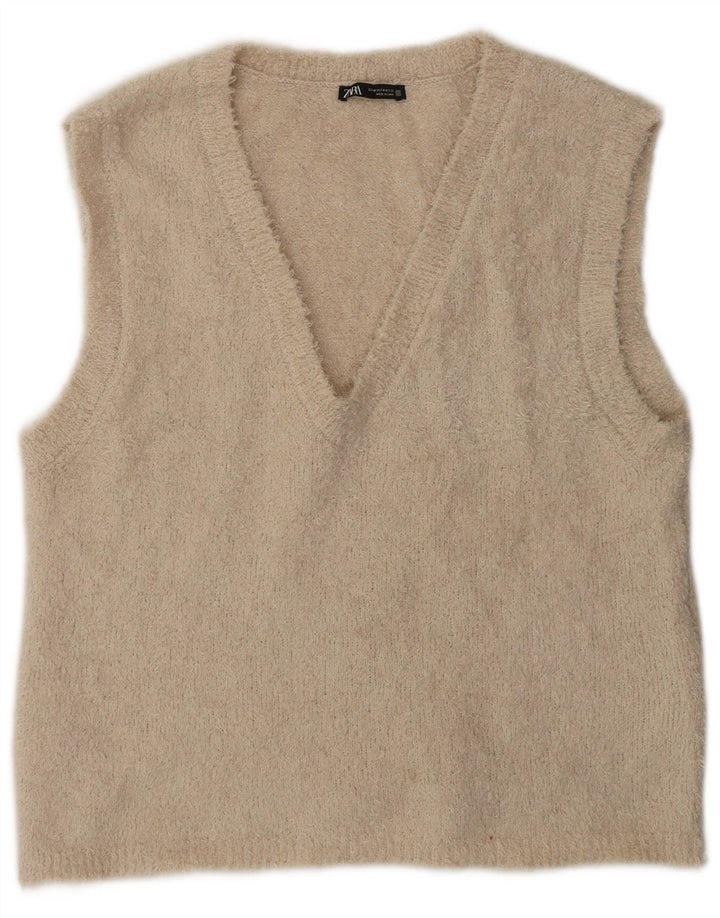 Zara Femme Débardeur UK 14 Beige Moyen Polyester