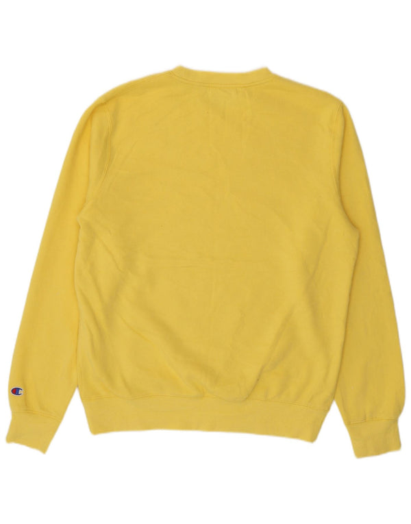 Champion Mens Graphic Sweatshirt Jumper Large Yellow Cotton