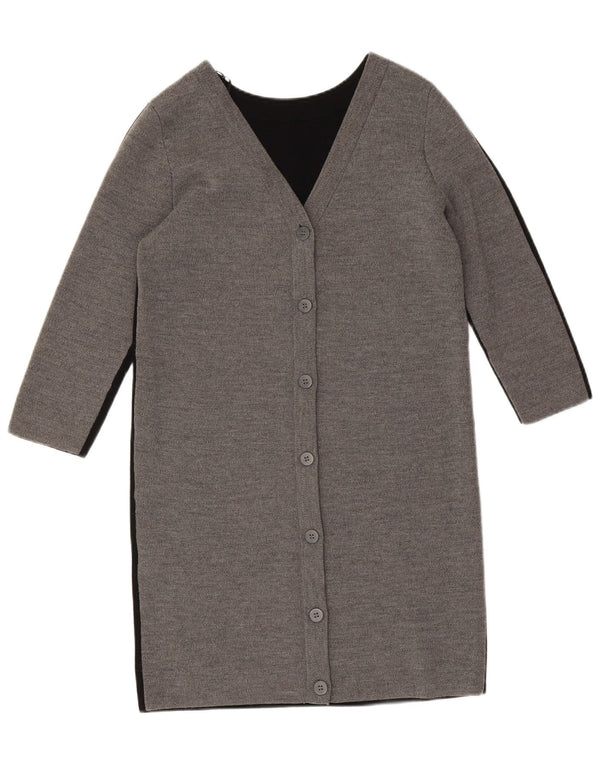Cos Cardigan long à manches 3/4 pour femme UK 6 XS Gris Colorblock