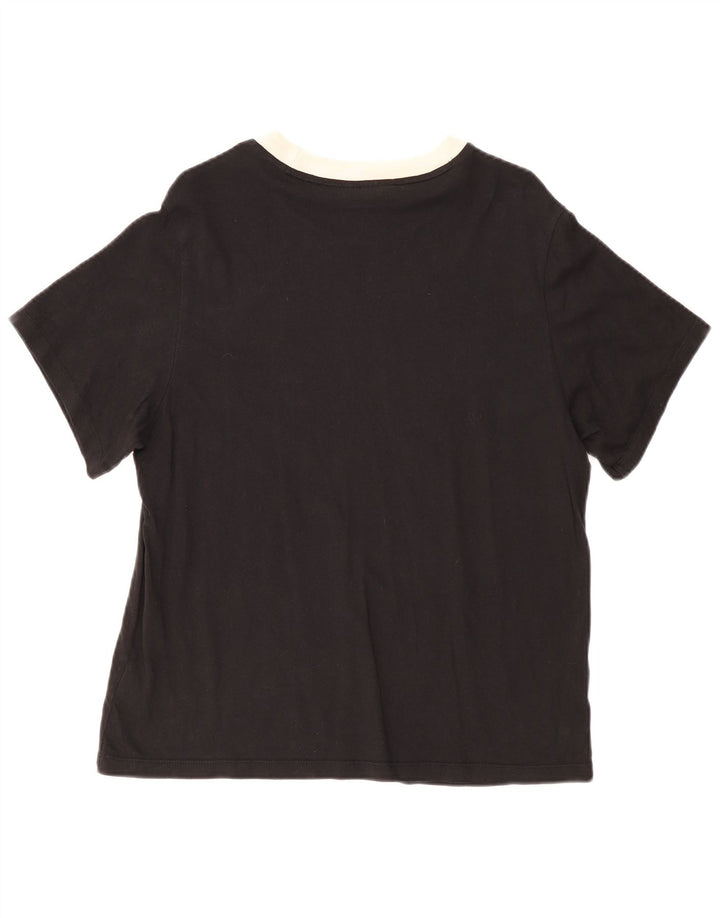 ADIDAS T-shirt pour femme UK 12 en coton noir moyen