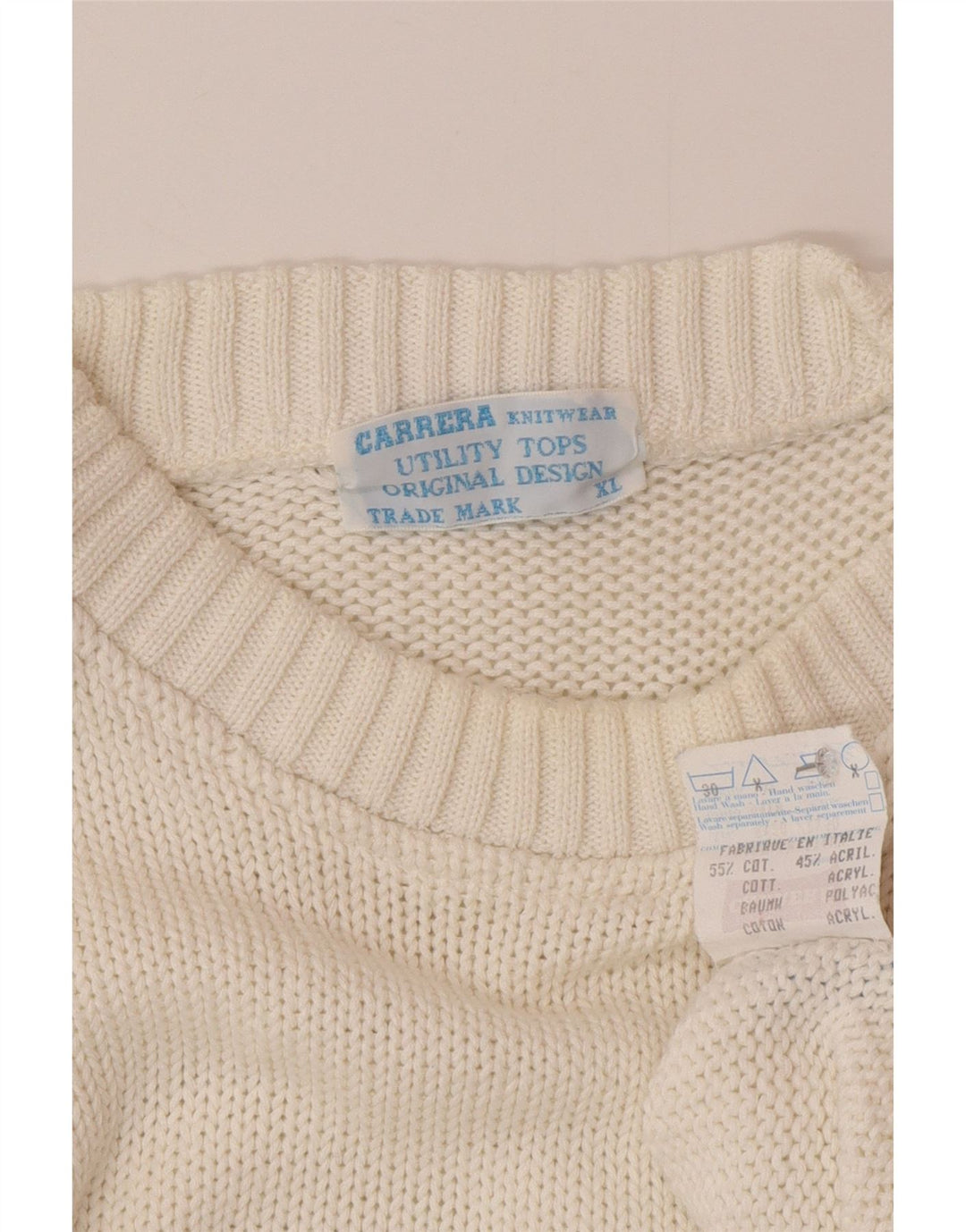 Carrera Pull col rond pour homme XL en coton blanc