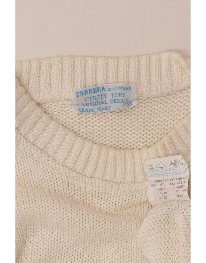 Carrera Pull col rond pour homme XL en coton blanc