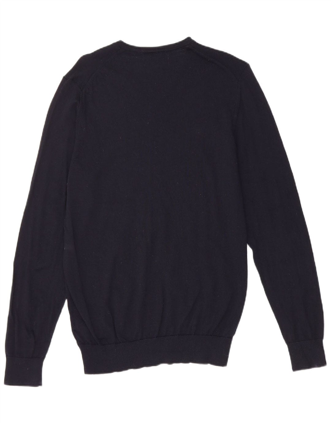 Marks & Spencer Pull col V pour homme en laine mérinos bleu marine moyen