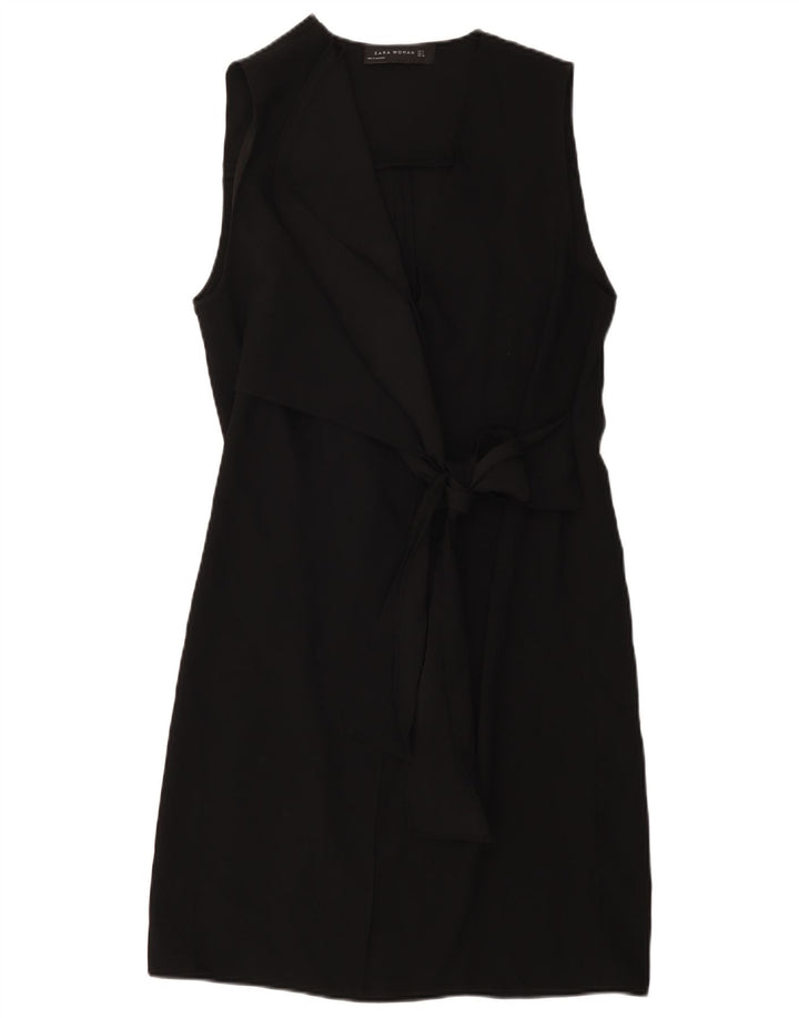 Zara Robe portefeuille sans manches pour femme UK 44 Noir moyen