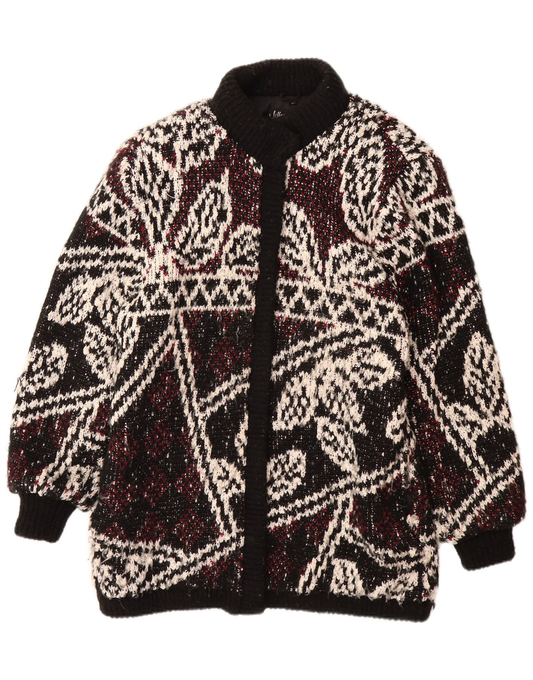 JEFFREY BROWNLEADER Manteau en tricot pour femme UK 14 Acrylique floral noir moyen