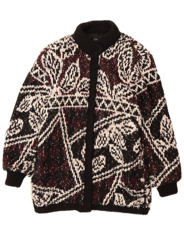 JEFFREY BROWNLEADER Manteau en tricot pour femme UK 14 Acrylique floral noir moyen