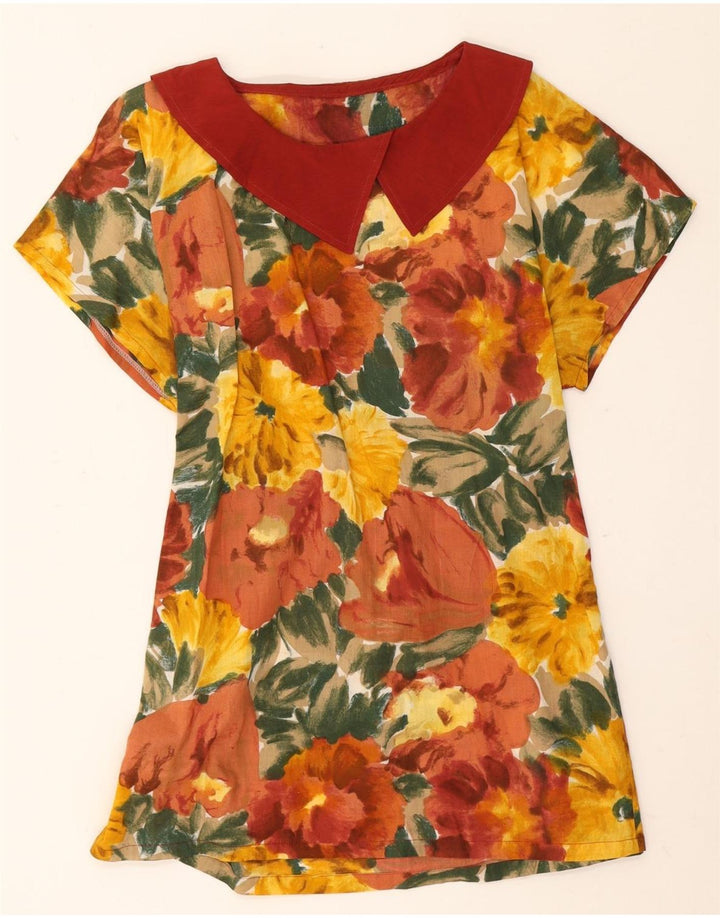 vintage Femme Robe A-Line UK 14 Moyen Multicolore Floral