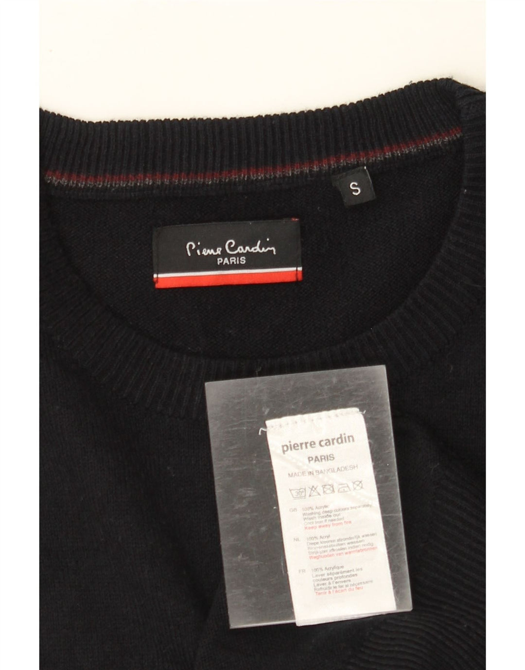 PIERRE CARDIN Pull col rond homme petit noir acrylique
