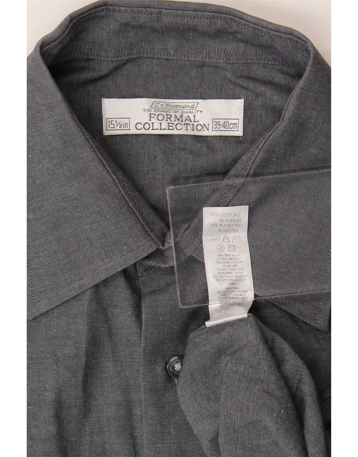 St. Bernard Chemise Homme Taille 39/40 15 1/2 Coton Gris Moyen