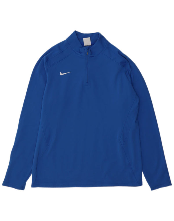 NIKE Haut de survêtement à col zippé pour femme UK 18 XL Bleu Polyester