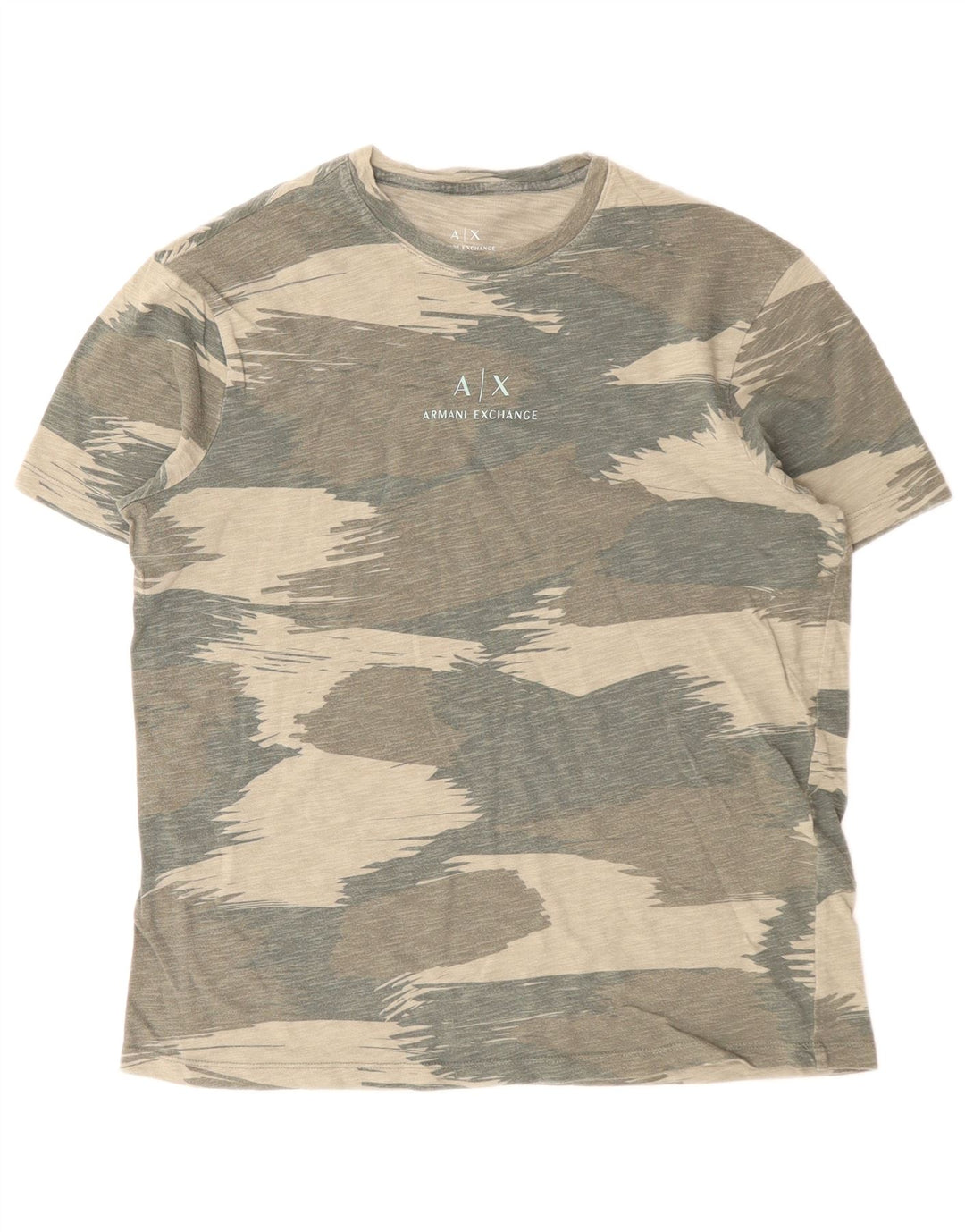 Armani Exchange T-Shirt Graphique Homme Petit Kaki Camouflage Coton
