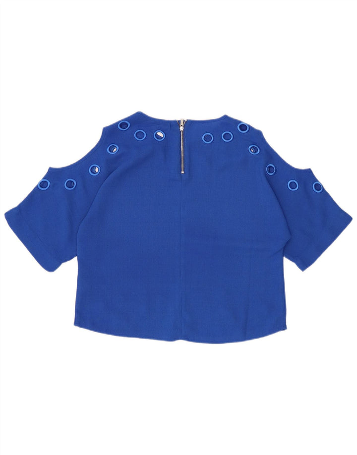 KAREN MILLEN Chemisier court surdimensionné pour femme UK 10 Petit Bleu Polyester