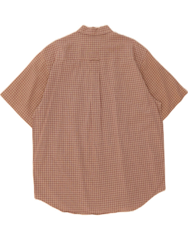 EDDIE BAUER Chemise à manches courtes pour homme en coton à carreaux marron