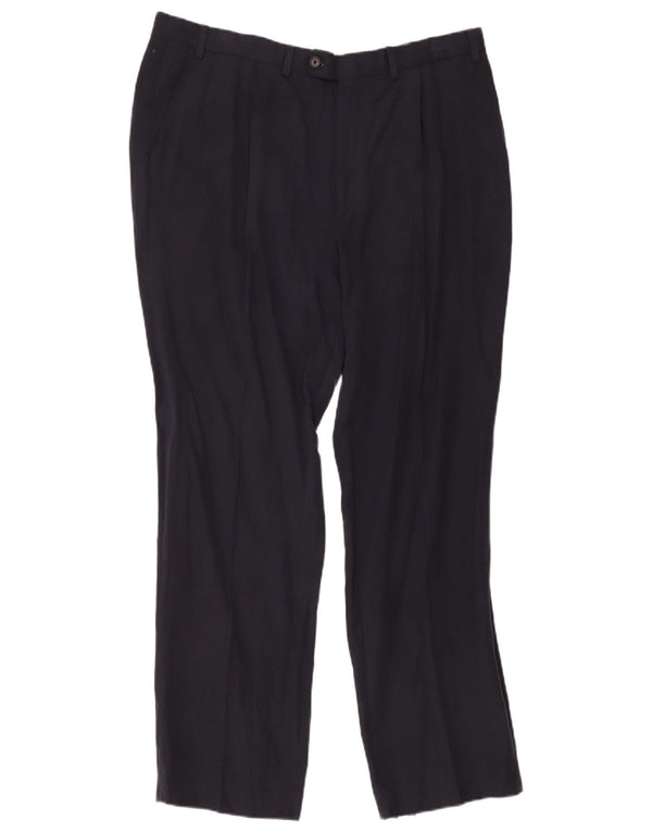Marks & Spencer Pantalon de costume pour homme W40 L33 Bleu marine en soie