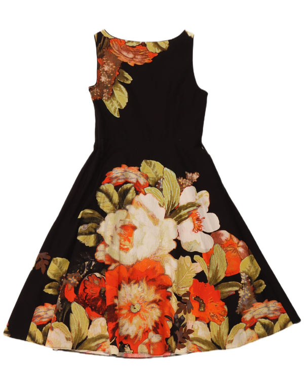 Debenhams Robe trapèze sans manches pour femme UK 42 en coton floral noir moyen