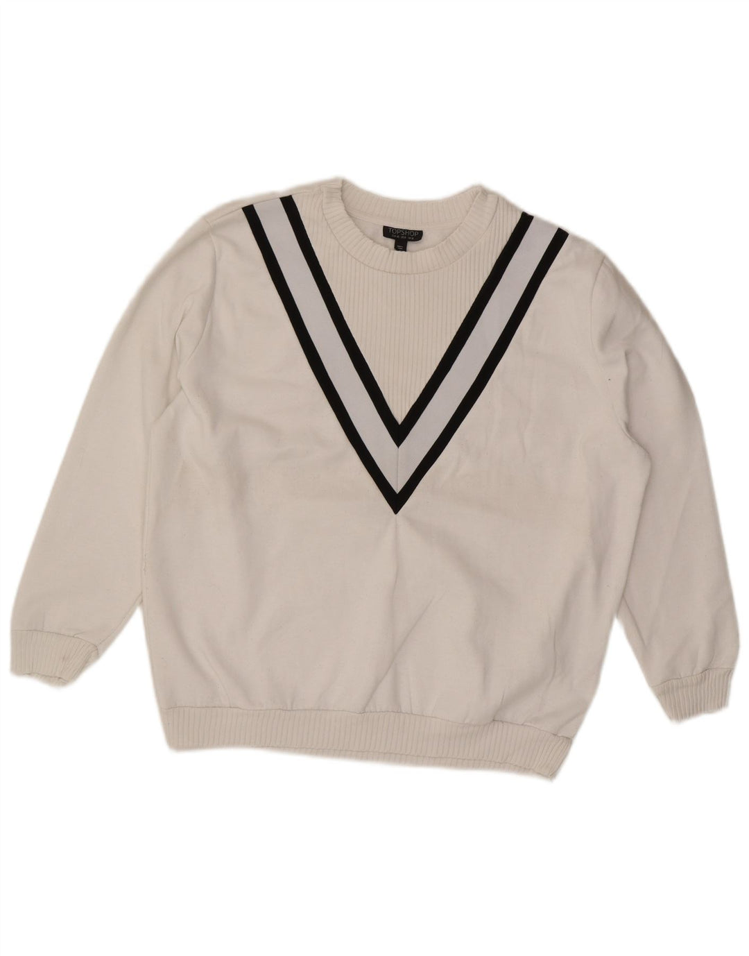 Topshop Sweat-shirt surdimensionné pour femme UK 12 Medium Blanc rayé
