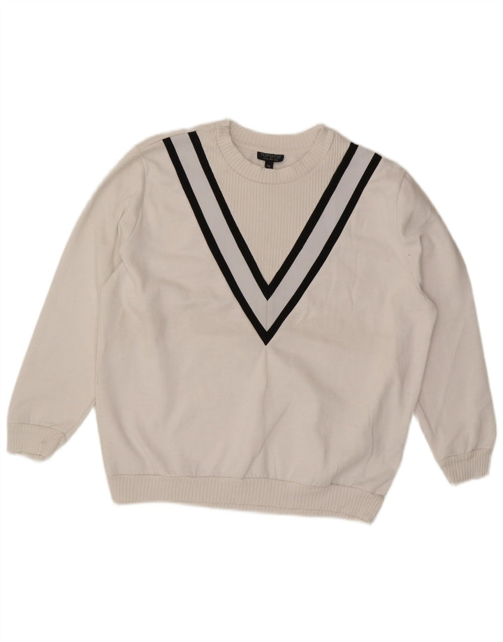 Topshop Sweat-shirt surdimensionné pour femme UK 12 Medium Blanc rayé