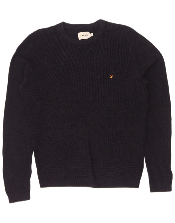 Farah Pull à col rond pour homme en coton noir Large