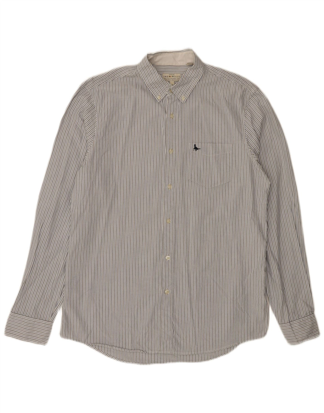 JACK WILLS Chemise classique pour homme en coton à fines rayures gris moyen