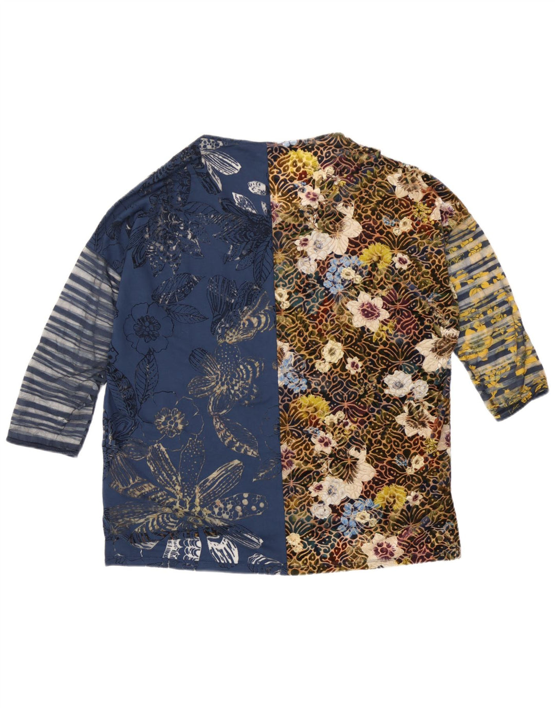 Desigual Haut surdimensionné à manches 3/4 pour femme UK 16 Grand motif floral multicolore