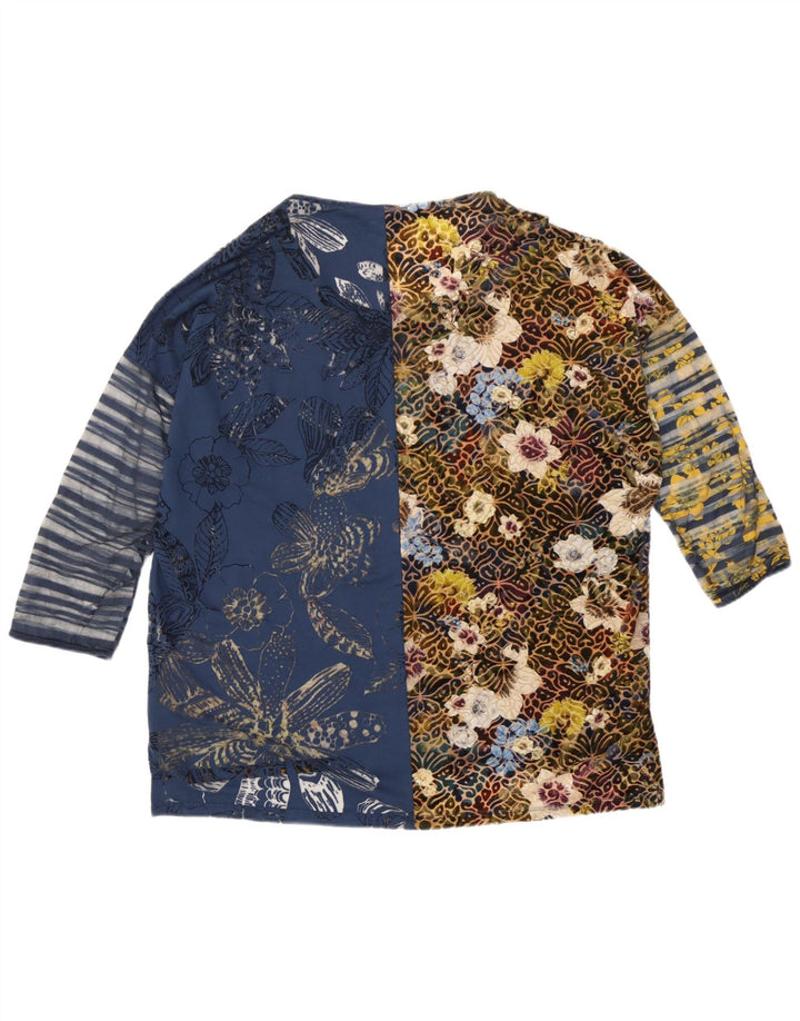 Desigual Haut surdimensionné à manches 3/4 pour femme UK 16 Grand motif floral multicolore