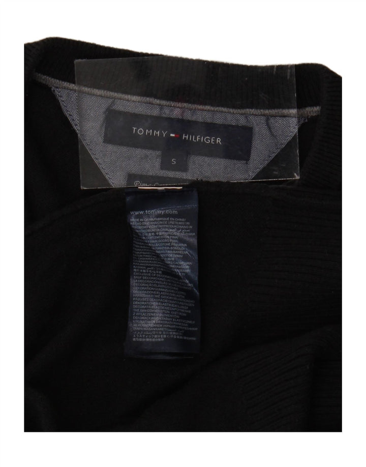 TOMMY HILFIGER Pull Col V Homme Petit Noir Coton