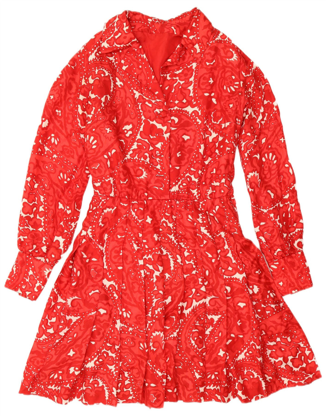 vintage Femme Robe A-Line UK 12 Moyen Rouge Paisley